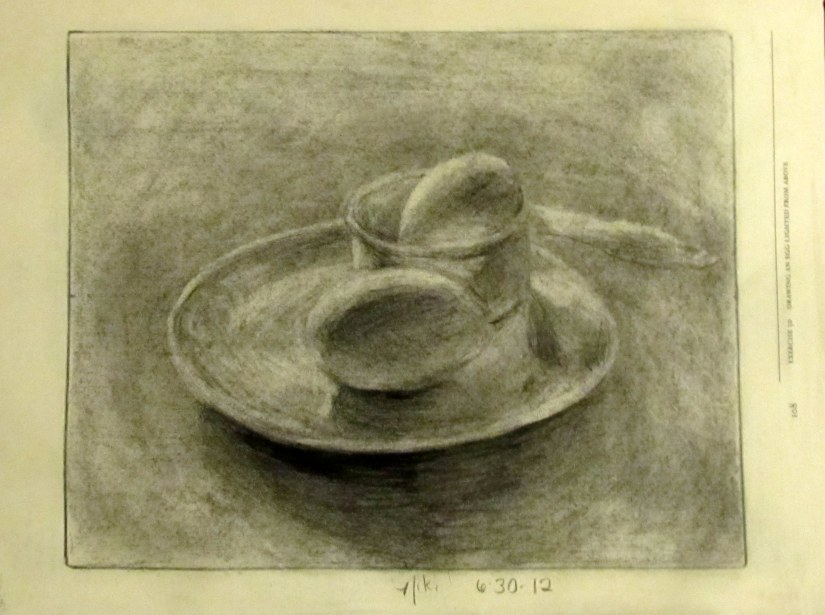 Workbook Chiaroscuro Exercise: White egg[s] on white surface